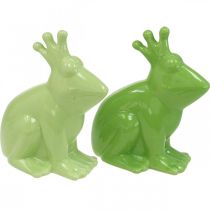 Article Grenouille décorative en céramique, décoration d'été couple prince grenouille 13×8×16cm 2pcs