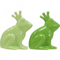 Article Grenouille décorative en céramique, décoration d'été couple prince grenouille 13×8×16cm 2pcs