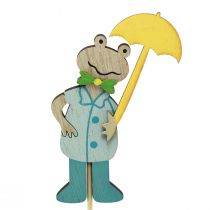Article Grenouille avec parapluie fleur plug bois 8,5cm 12pcs