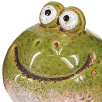 Article Tête de grenouille céramique été vert marron vintage 7x7cm 4 pcs