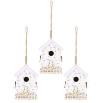 Article Décoration de Printemps Nichoir Lilas Blanc H11cm 3 Pcs