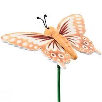 Article Bouchon à fleurs papillons décoratifs en bois sur bâton 23cm 16pcs