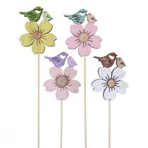 Article Décoration de printemps bouchons de fleurs décoration d&#39;oiseau en bois 8×6cm 12 pcs