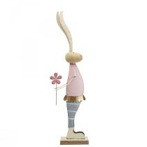 Décoration printanière lapins en métal paire de lapins H39cm