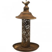 Mangeoire pour oiseaux à suspendre aspect rouille Ø20cm H36cm