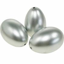 Oeufs d&#39;oie Oeufs soufflés en argent Décoration de Pâques 12pcs
