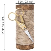 Article Bobine de laine avec ciseaux décoratifs Ø6,5 cm H15 cm (2 pièces) Style vintage