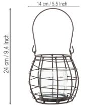Article Lanterne de jardin en métal noir avec éclairage par le vent, Ø 14 cm H 12,5 cm