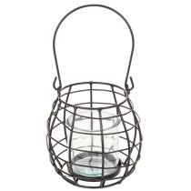 Article Lanterne de jardin en métal noir avec éclairage par le vent, Ø 14 cm H 12,5 cm