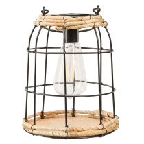Article Lanterne solaire de jardin en métal noir avec accents naturels, Ø 17 cm