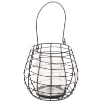 Article Lanterne de jardin noire avec photophore en verre Ø20 cm H18,5 cm