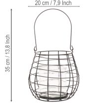 Article Lanterne de jardin noire avec photophore en verre Ø20 cm H18,5 cm