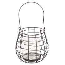 Article Lanterne de jardin noire avec photophore en verre Ø20 cm H18,5 cm