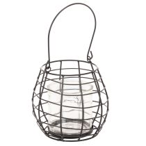 Article Lanterne de jardin noire avec anse et photophore en verre Ø17cm H15cm