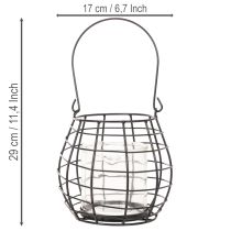 Article Lanterne de jardin noire avec anse et photophore en verre Ø17cm H15cm