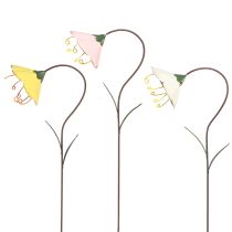 Article Piquet de Jardin Fleur Fleurs en Métal Jaune Rose Blanc 49cm 3 pcs