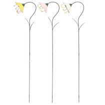 Article Piquet de Jardin Fleur Fleurs en Métal Jaune Rose Blanc 49cm 3 pcs