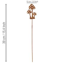 Article Tuteur de jardin en acier patiné, tuteur décoratif pour amanite tue-mouches, 10 cm, lot de 6