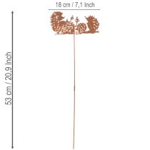 Article Piquet décoratif en métal motif hérisson avec finition rouille 53 cm