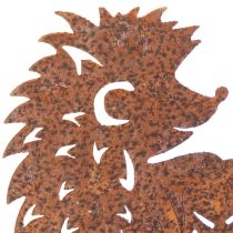Article Piquet décoratif en métal motif hérisson avec finition rouille 53 cm