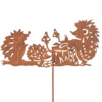 Article Piquet décoratif en métal motif hérisson avec finition rouille 53 cm
