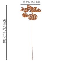 Article Décoration de Jardin en Métal Rouillé avec Motif Citrouille 100 cm