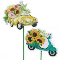 Article Voiture sur piquet de jardin, décoration cadeau permis de conduire L24/24,5cm 16 pièces
