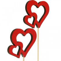 Bouchon fleur coeur bois rouge décoration romantique 6cm 24pcs