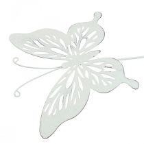 Piquets de jardin métal papillon blanc 14×12.5/52cm 2pcs