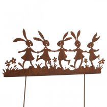 Article Piquet de jardin Pâques rouille, piquet fleur lapin métal L40cm