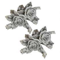 Article Rose pour décoration funéraire en polyrésine 10 x 8 cm 6 p.