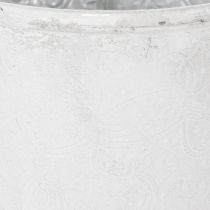 Article Pots décoratifs en métal blanc avec ornements Ø18,5 cm H18 cm