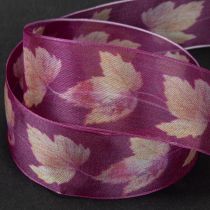 Article Ruban cadeau feuilles d&#39;érable ruban violet automne 40mm 15m