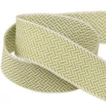 Article Ruban cadeau motif chevrons ruban décoratif blanc vert 25mm 15m