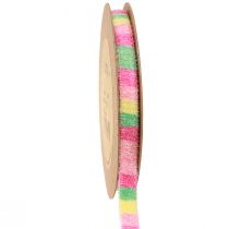 Article Ruban cadeau tissu éponge ruban décoratif rayures colorées 10mm 10m
