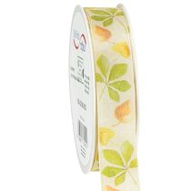 Article Ruban cadeau feuilles d&#39;automne vertes ruban déco automne 25mm 20m