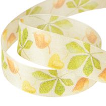 Article Ruban cadeau feuilles d&#39;automne vertes ruban déco automne 25mm 20m