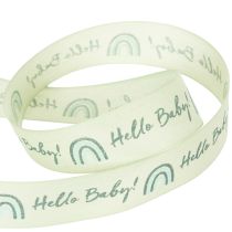 Article Ruban cadeau « Bonjour Bébé », ruban décoratif vert pour baptême, 25 mm, 16 m