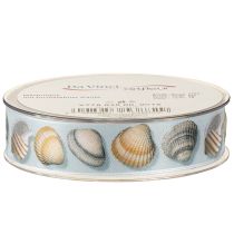 Article Ruban cadeau décoration maritime coquillages bleu 25mm 15m