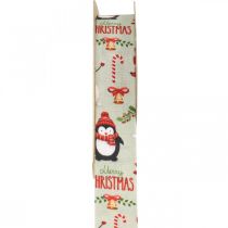 Ruban cadeau Joyeux Noël pingouins Ruban de Noël 25mm 8m