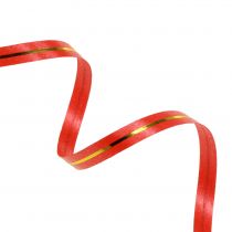 Article Ruban cadeau rouge avec rayures dorées 4,8mm 250m