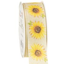 Article Ruban cadeau tournesols ruban jaune 40mm 15m
