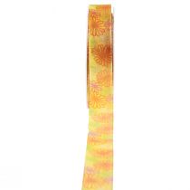 Article Ruban cadeau fleurs ruban organza jaune orange 25mm 18m