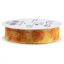 Article Ruban cadeau fleurs ruban organza jaune orange 25mm 18m