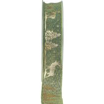 Article Ruban cadeau vert or ruban de Noël cerf 25mm 15m