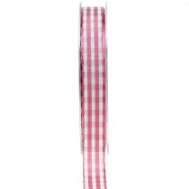 Article Ruban cadeau losanges rose 15mm 20m