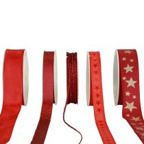 Ruban cadeau rubans noeud rouge triés 2,5×300cm 5pcs