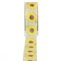 Article Ruban cadeau tournesols ruban jaune 40mm 15m