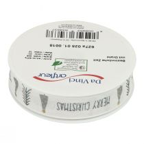 Article Ruban cadeau Noël Joyeux Noël Gris 25 mm 18 m