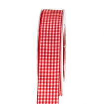 Ruban cadeau losanges rouge-blanc 25mm 20m